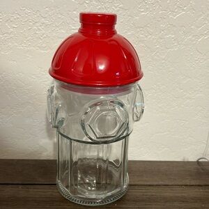 Clear Glass Fire Hydrant Bullseyes Playground Treat Jar with Lid
